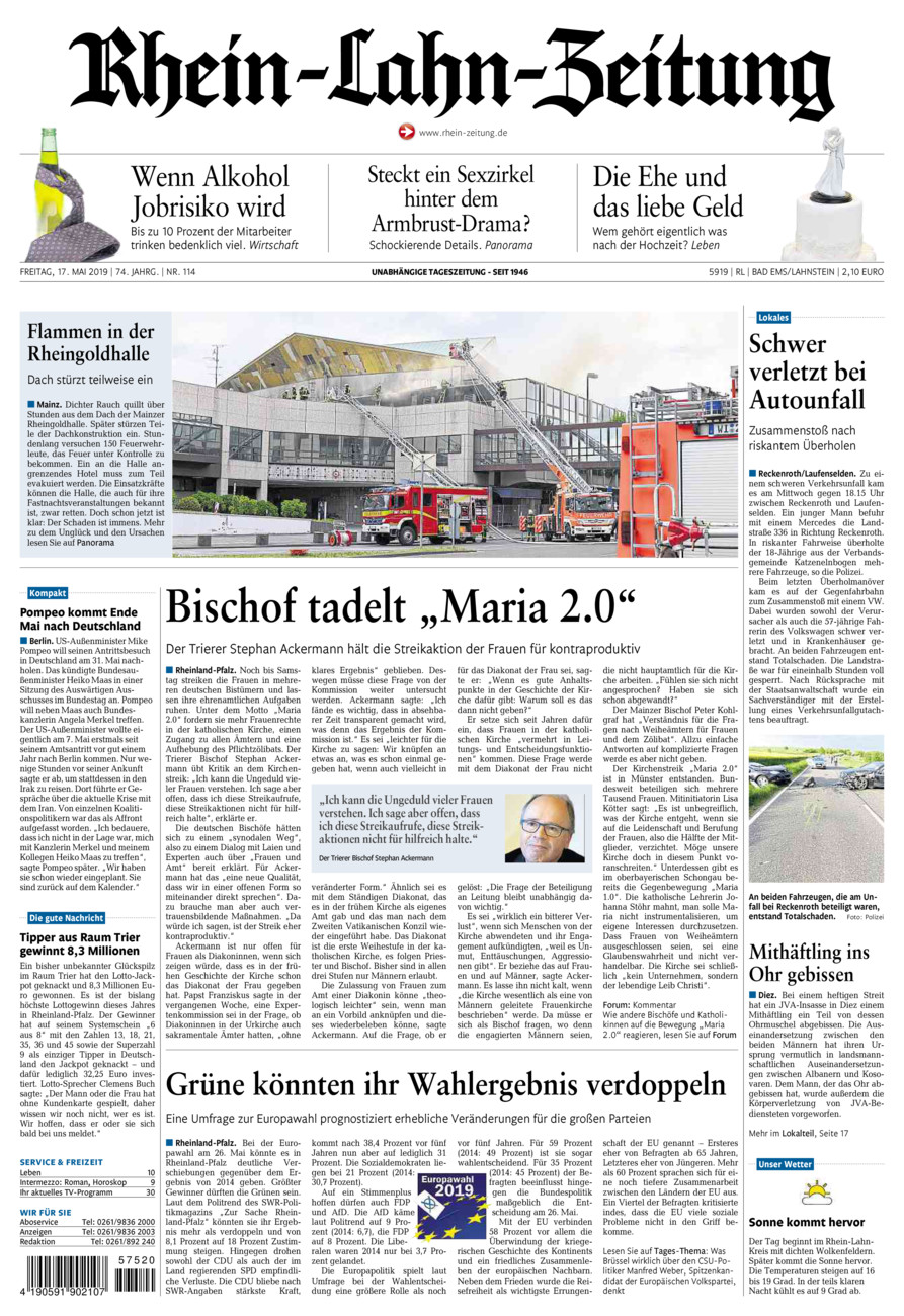 Rhein-Lahn-Zeitung vom Freitag, 17.05.2019