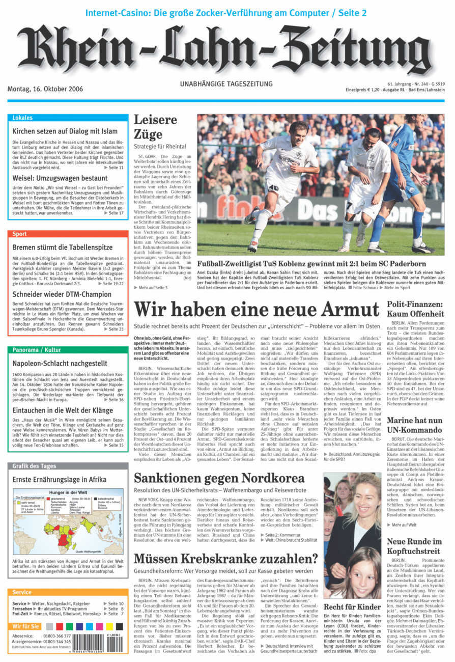 Rhein-Lahn-Zeitung vom Montag, 16.10.2006