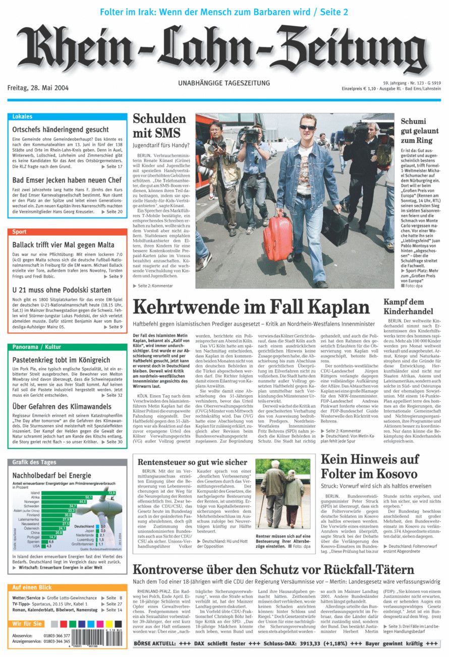 Rhein-Lahn-Zeitung vom Freitag, 28.05.2004