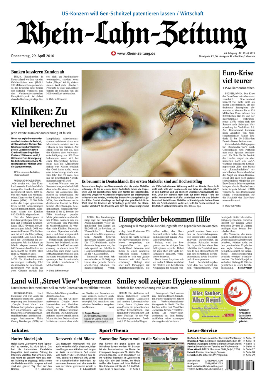 Rhein-Lahn-Zeitung vom Donnerstag, 29.04.2010