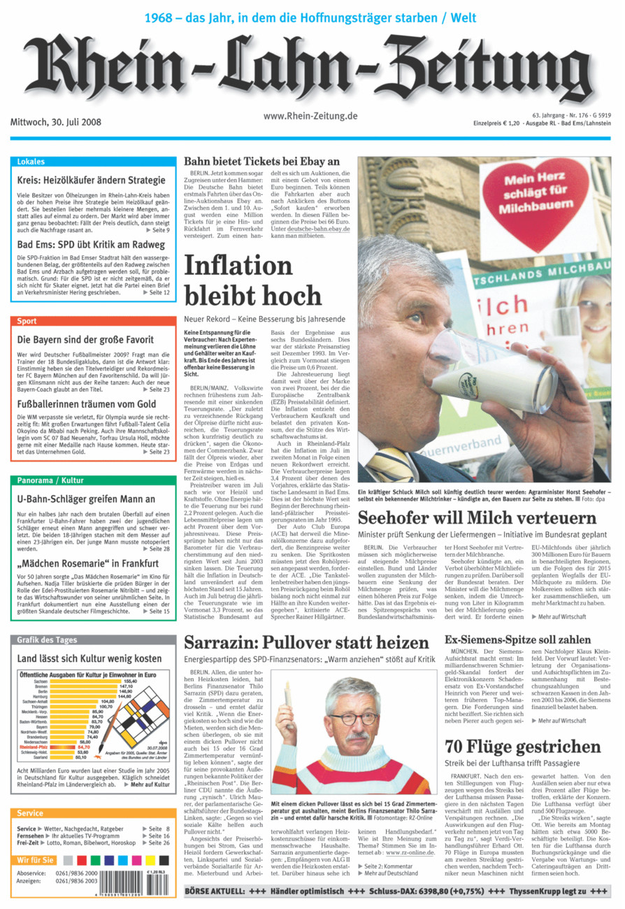 Rhein-Lahn-Zeitung vom Mittwoch, 30.07.2008
