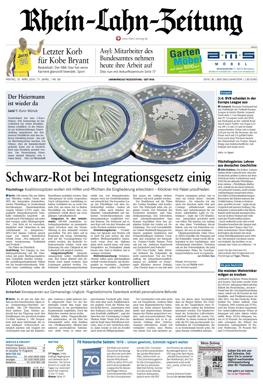 Rhein-Lahn-Zeitung vom Freitag, 15.04.2016