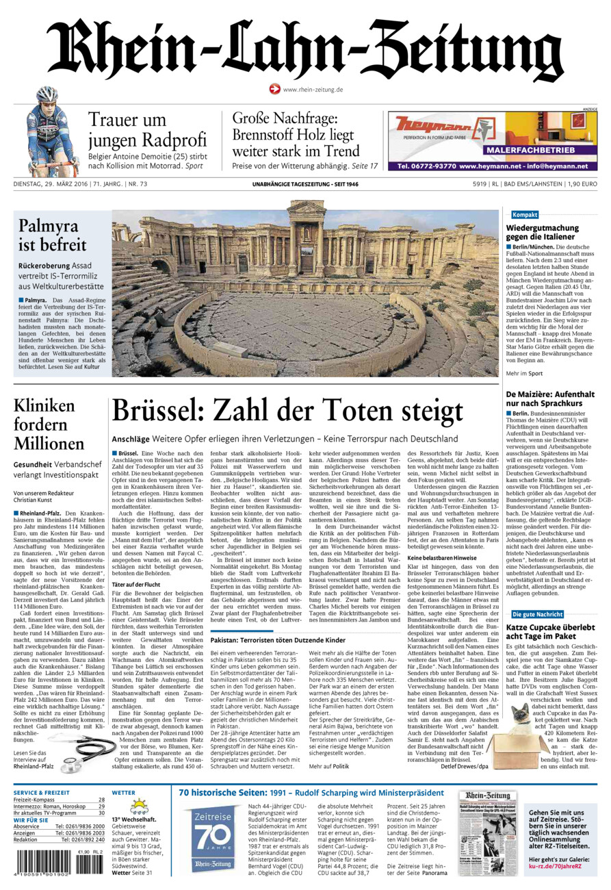 Rhein-Lahn-Zeitung vom Dienstag, 29.03.2016