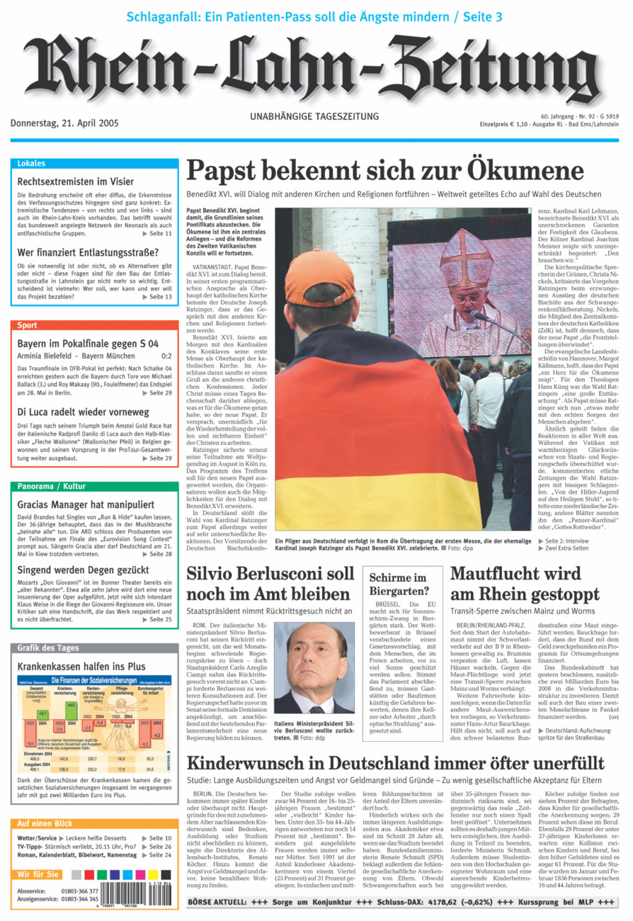 Rhein-Lahn-Zeitung vom Donnerstag, 21.04.2005