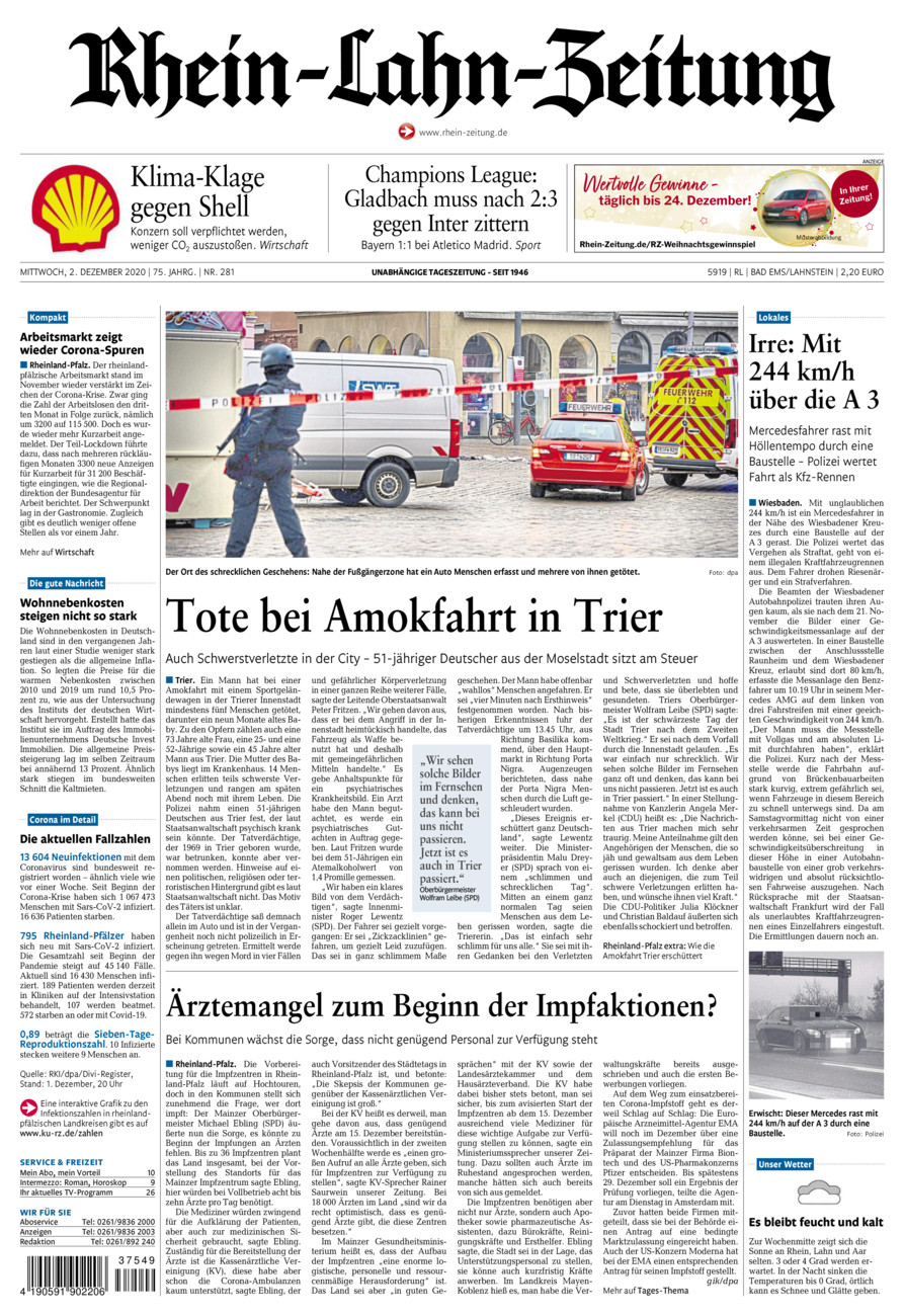 Rhein-Lahn-Zeitung vom Mittwoch, 02.12.2020