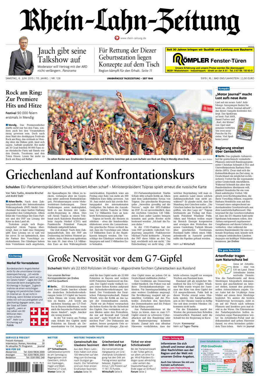 Rhein-Lahn-Zeitung vom Samstag, 06.06.2015