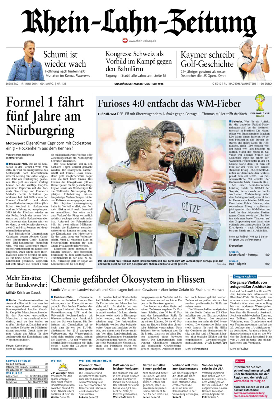 Rhein-Lahn-Zeitung vom Dienstag, 17.06.2014
