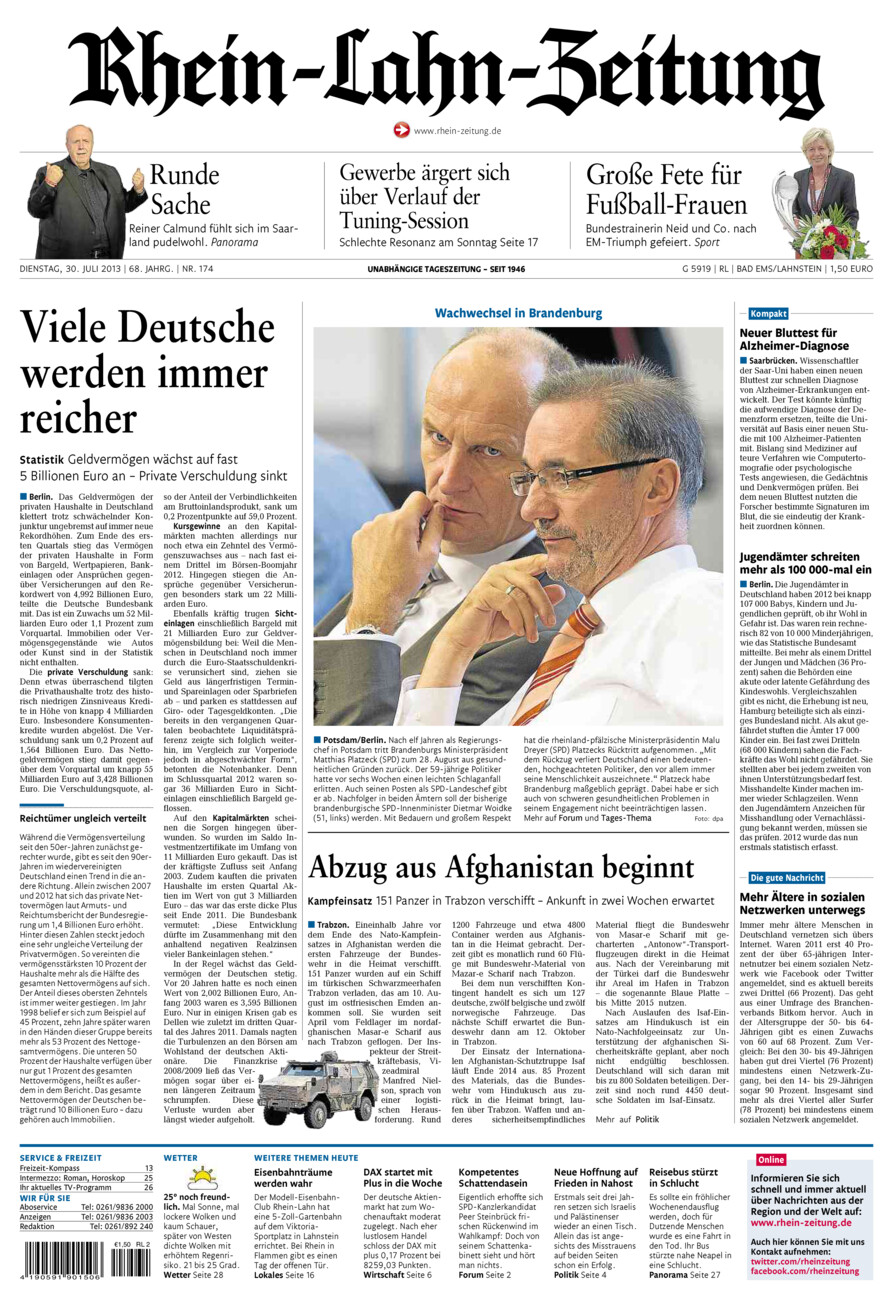 Rhein-Lahn-Zeitung vom Dienstag, 30.07.2013