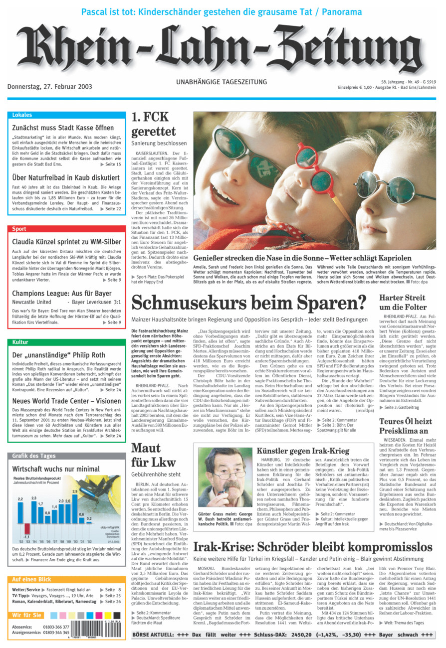 Rhein-Lahn-Zeitung vom Donnerstag, 27.02.2003