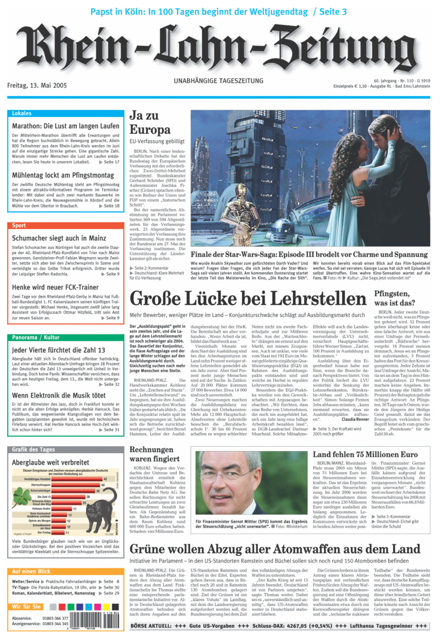 Rhein-Lahn-Zeitung vom Freitag, 13.05.2005