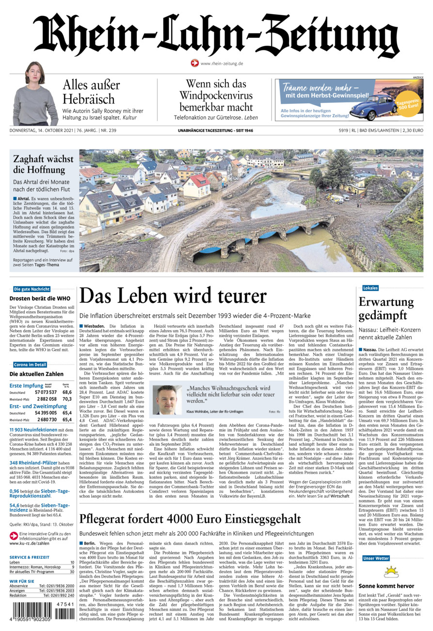 Rhein-Lahn-Zeitung vom Donnerstag, 14.10.2021