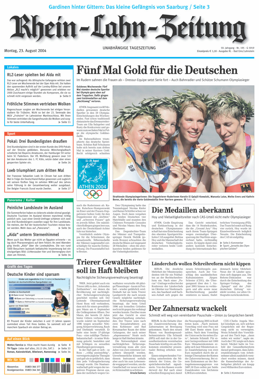 Rhein-Lahn-Zeitung vom Montag, 23.08.2004