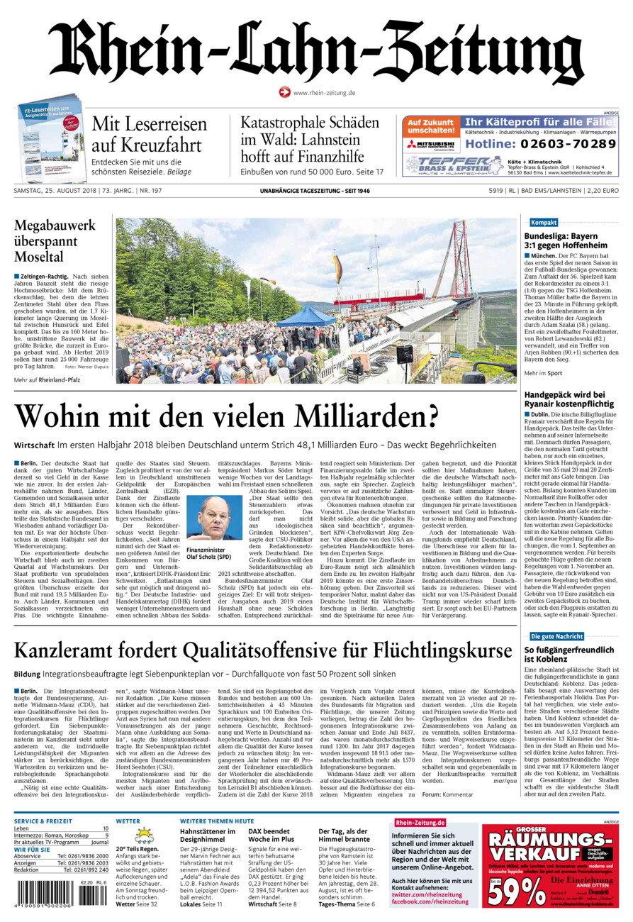Rhein-Lahn-Zeitung vom Samstag, 25.08.2018