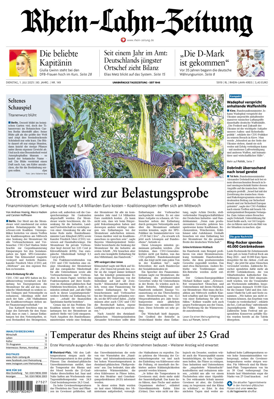 Rhein-Lahn-Zeitung vom Dienstag, 01.07.2025