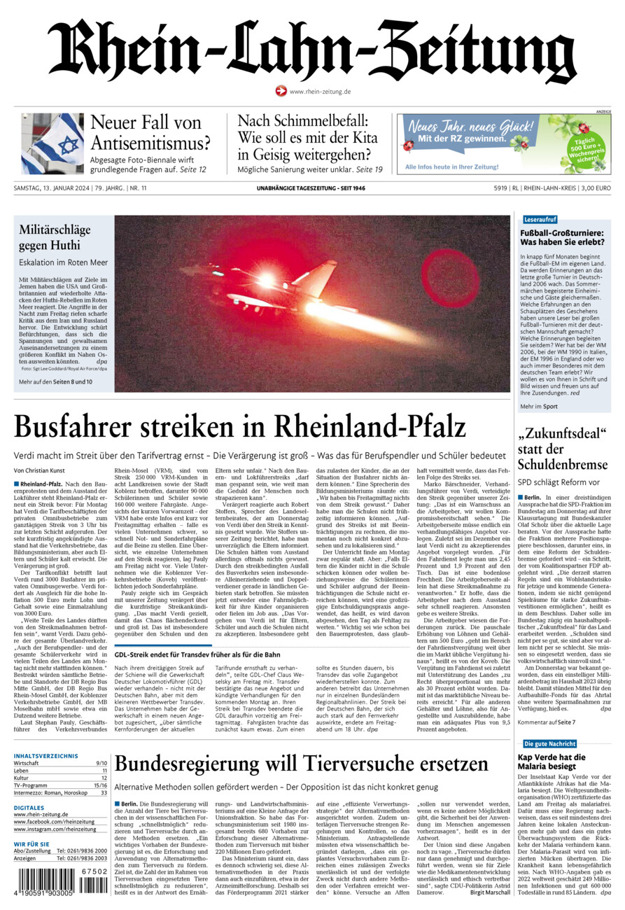 Rhein-Lahn-Zeitung vom Samstag, 13.01.2024