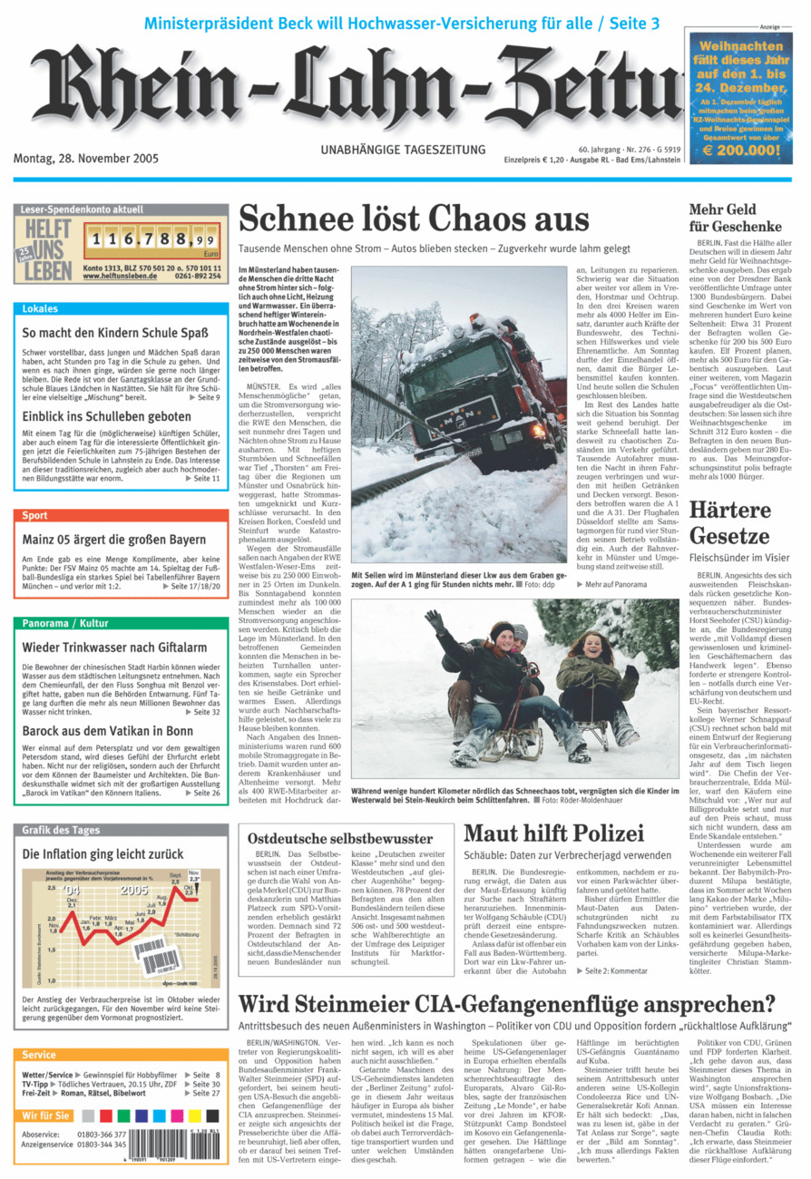 Rhein-Lahn-Zeitung vom Montag, 28.11.2005