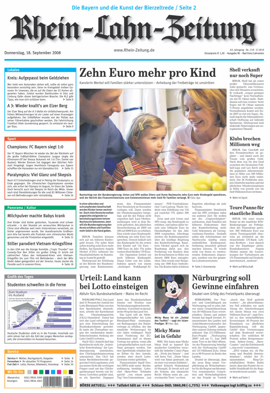 Rhein-Lahn-Zeitung vom Donnerstag, 18.09.2008