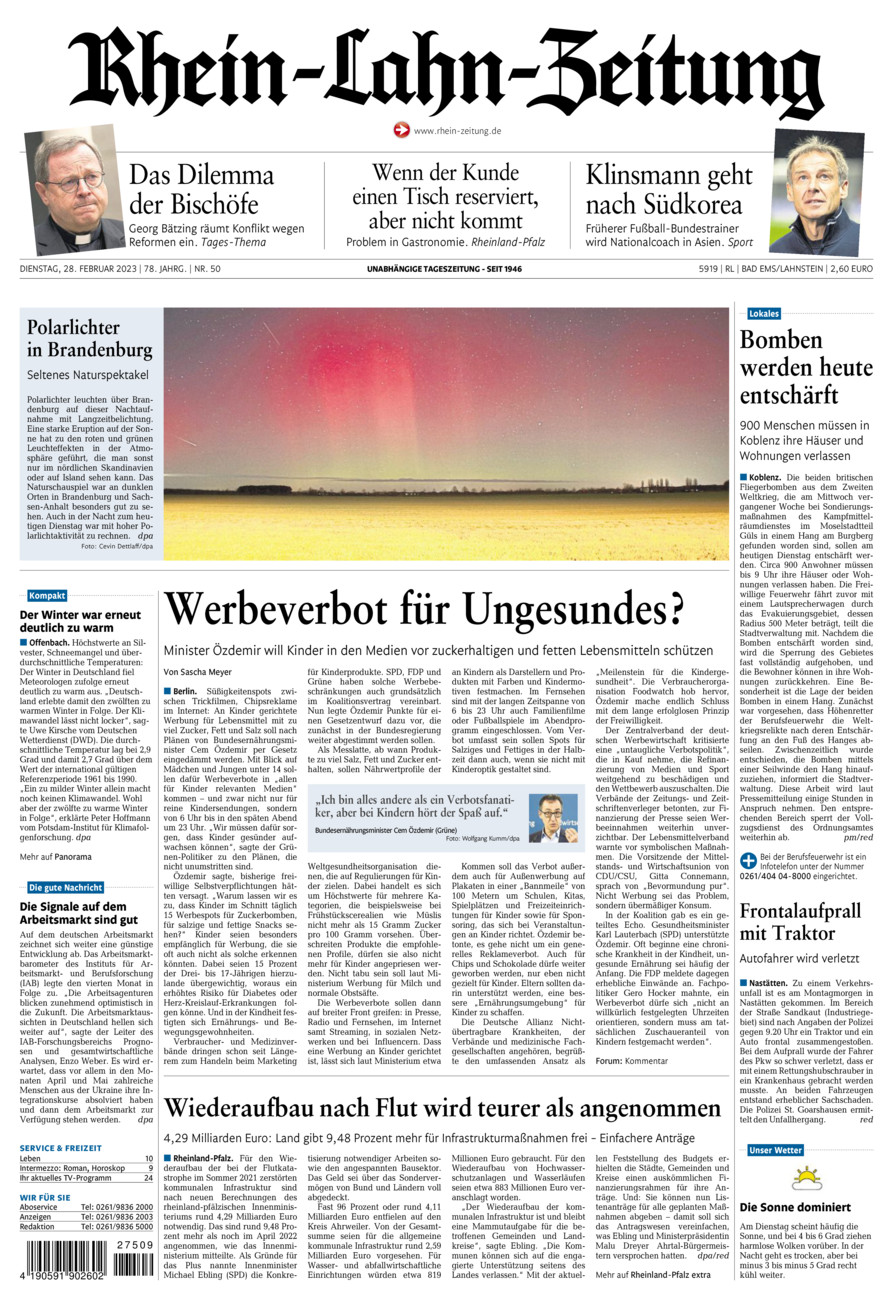 Rhein-Lahn-Zeitung vom Dienstag, 28.02.2023