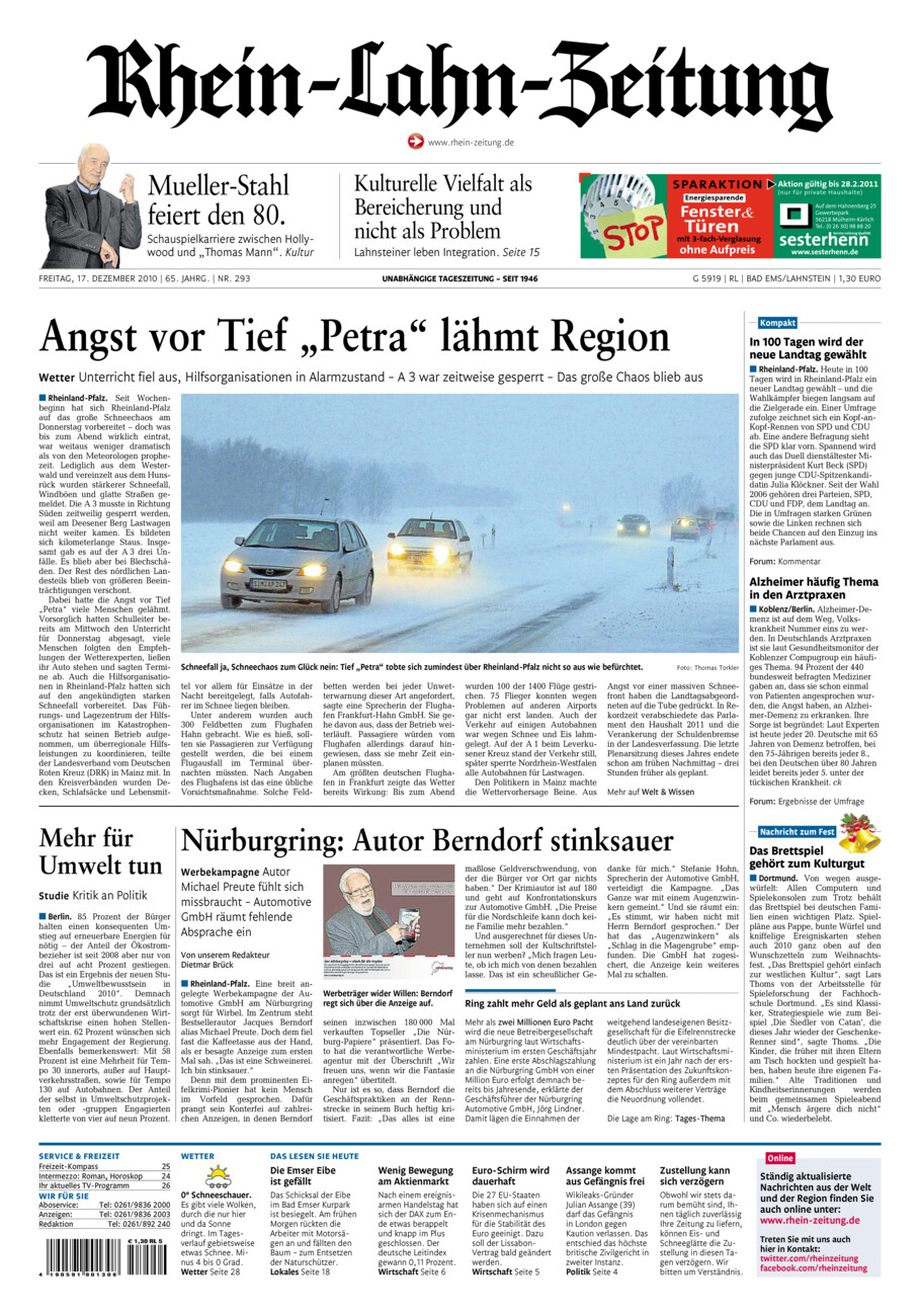 Rhein-Lahn-Zeitung vom Freitag, 17.12.2010