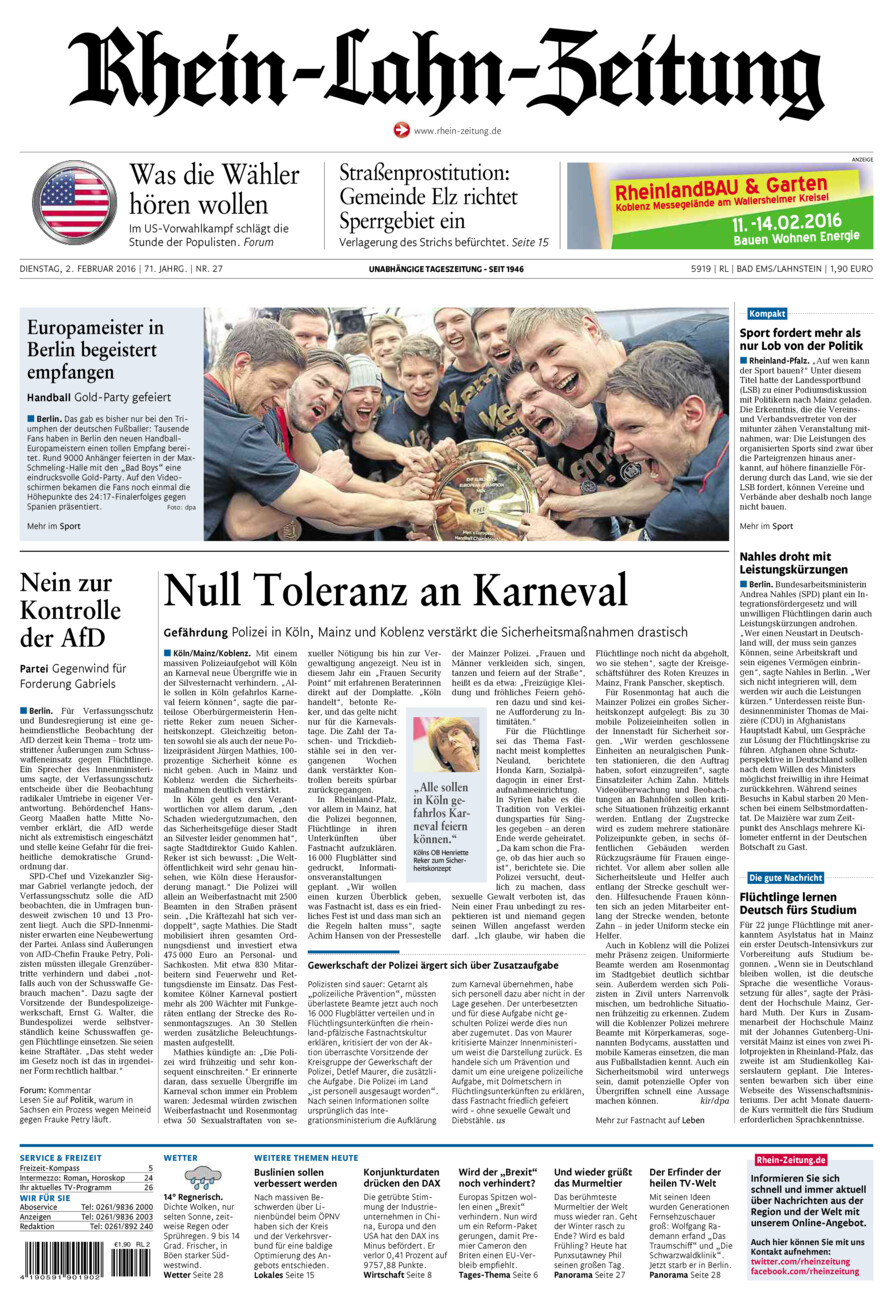 Rhein-Lahn-Zeitung vom Dienstag, 02.02.2016