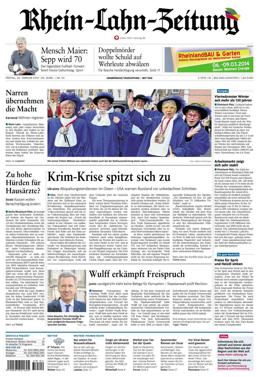 Rhein-Lahn-Zeitung vom Freitag, 28.02.2014