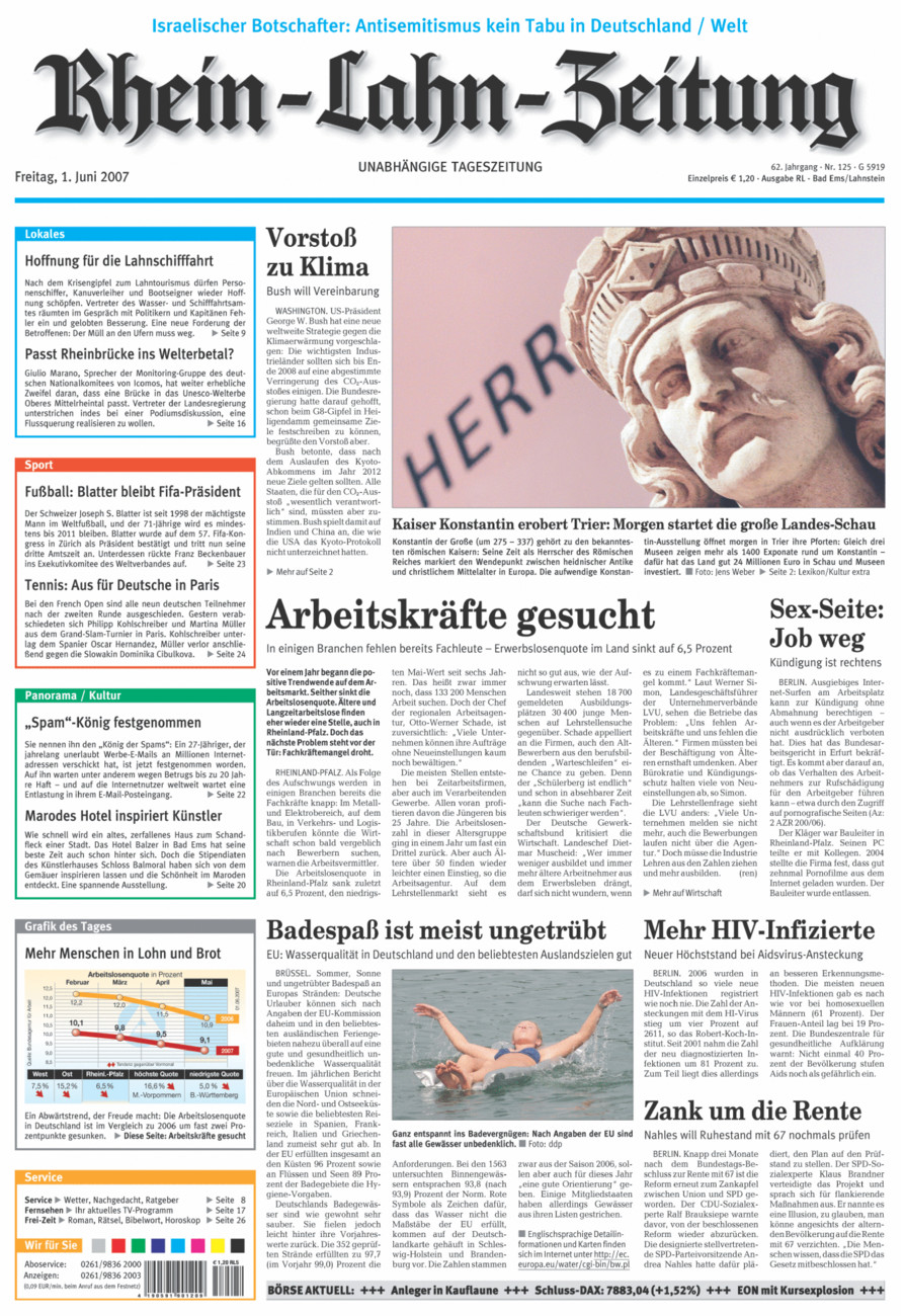 Rhein-Lahn-Zeitung vom Freitag, 01.06.2007