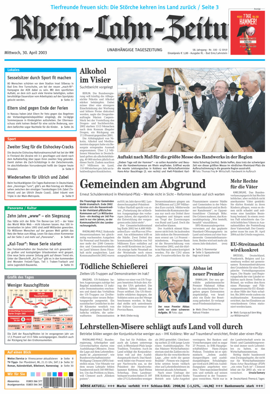 Rhein-Lahn-Zeitung vom Mittwoch, 30.04.2003