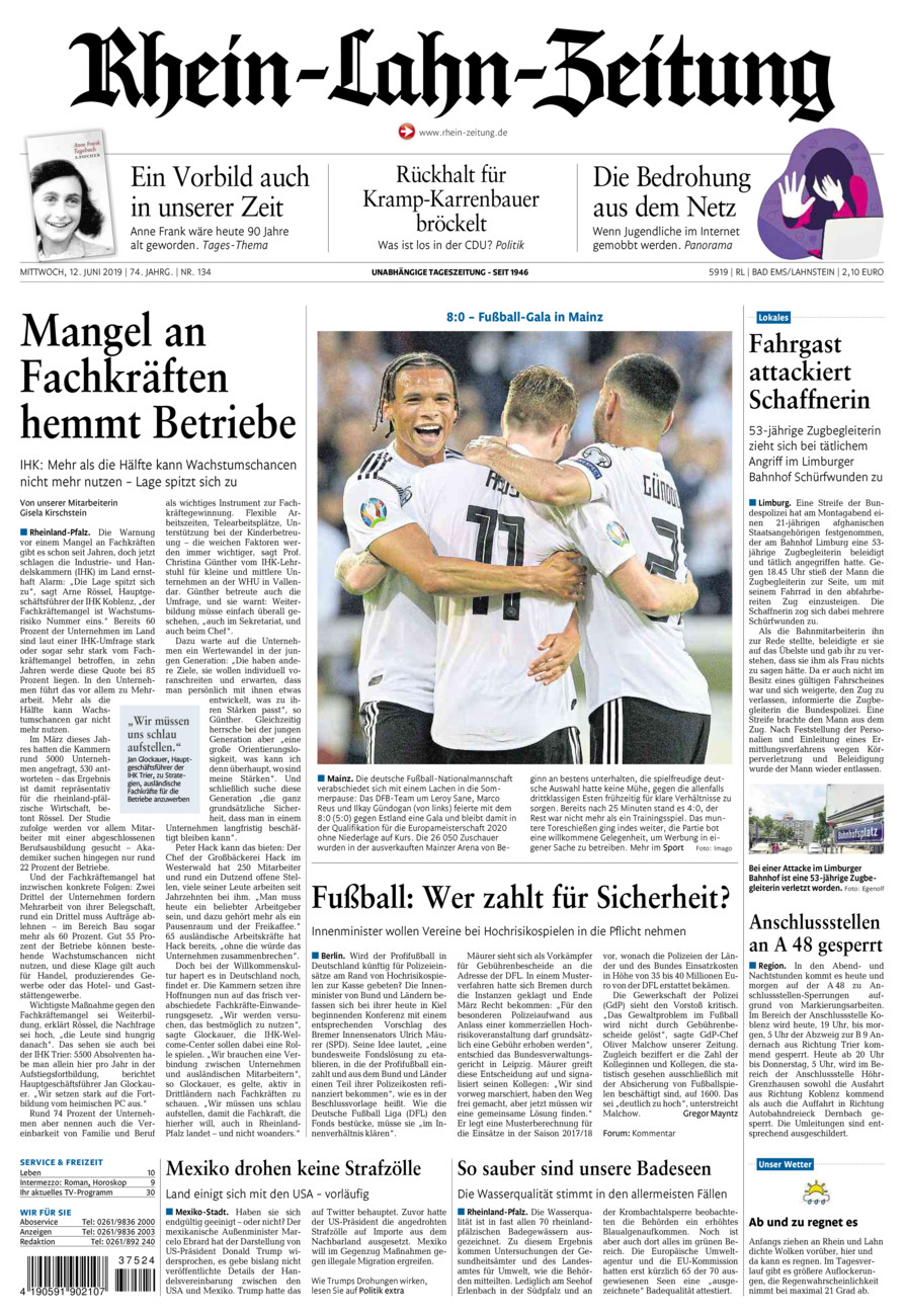 Rhein-Lahn-Zeitung vom Mittwoch, 12.06.2019
