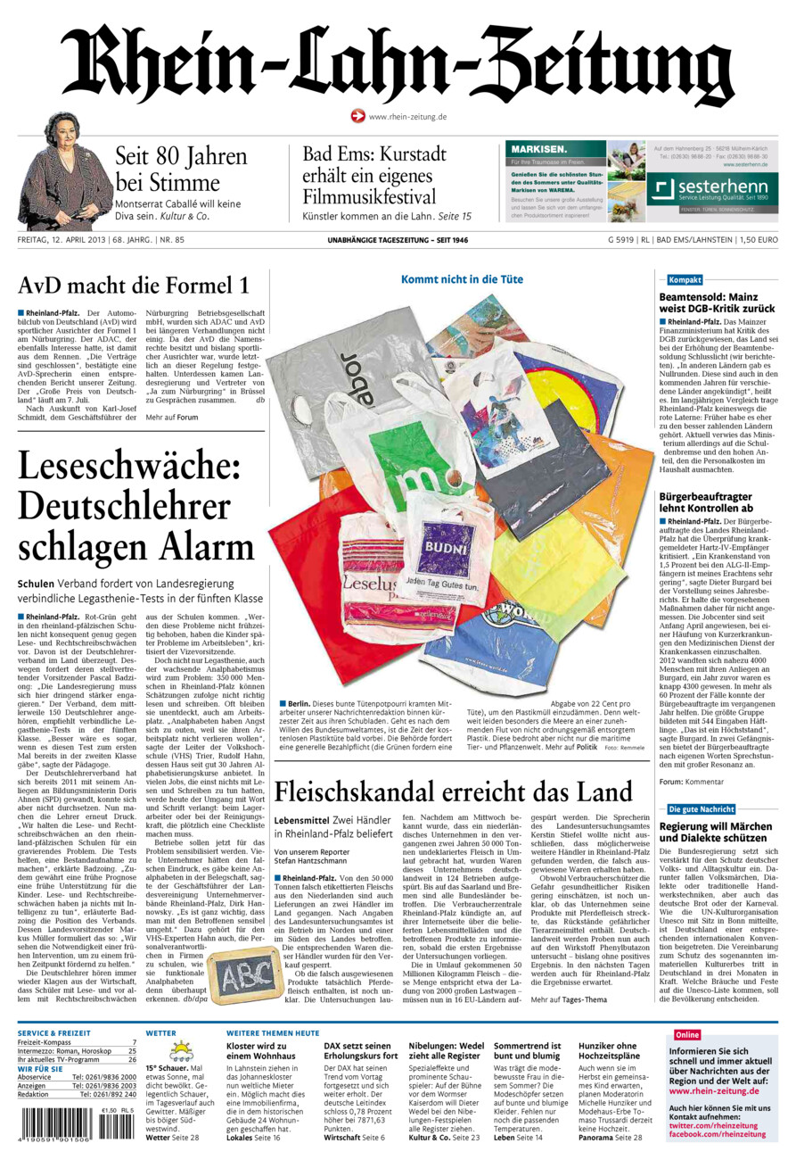 Rhein-Lahn-Zeitung vom Freitag, 12.04.2013