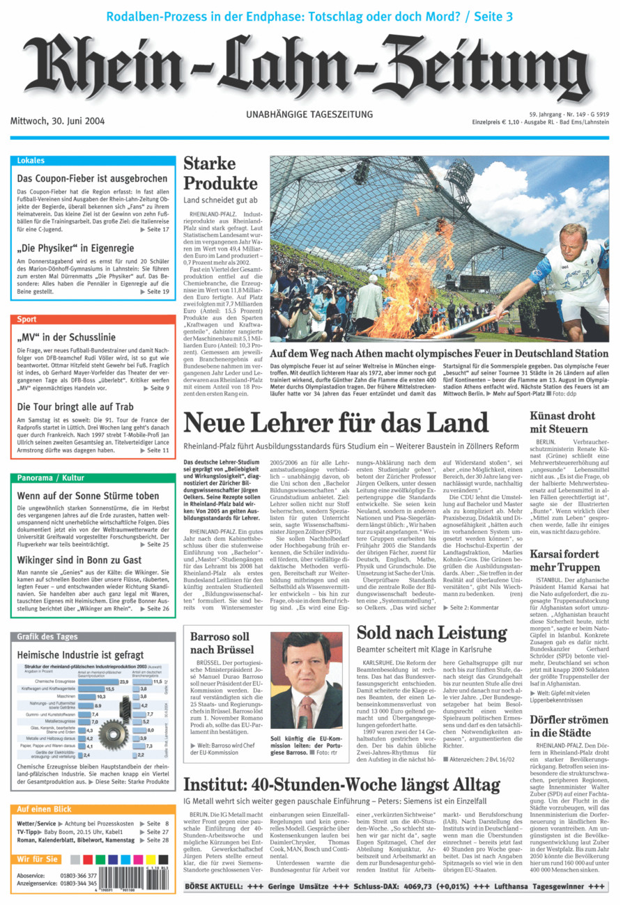 Rhein-Lahn-Zeitung vom Mittwoch, 30.06.2004