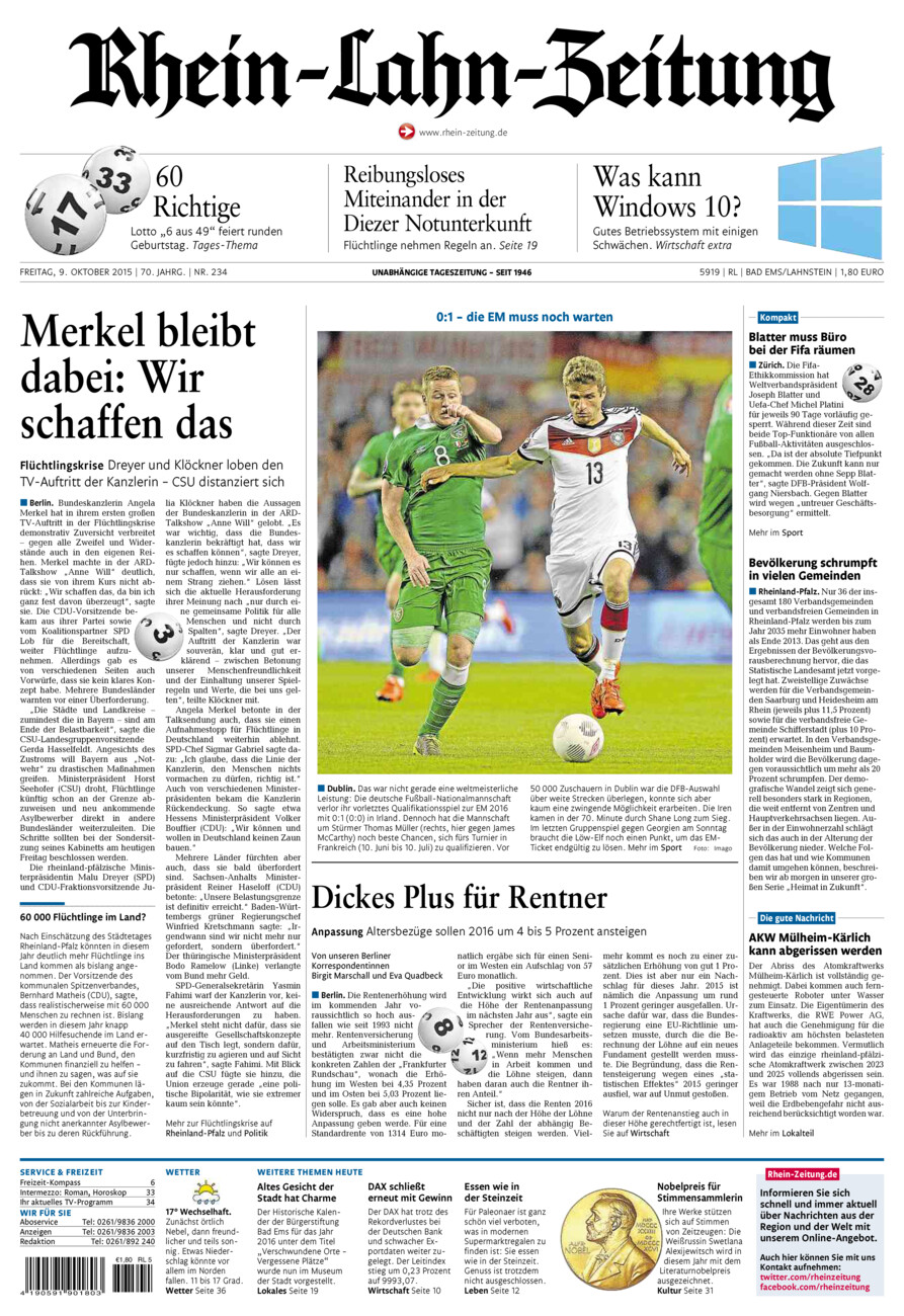 Rhein-Lahn-Zeitung vom Freitag, 09.10.2015