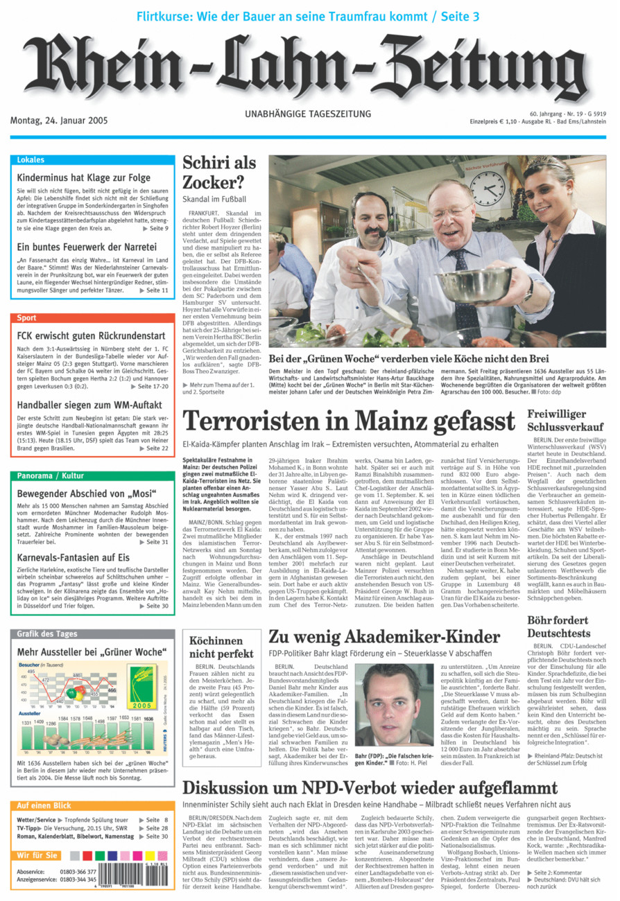Rhein-Lahn-Zeitung vom Montag, 24.01.2005