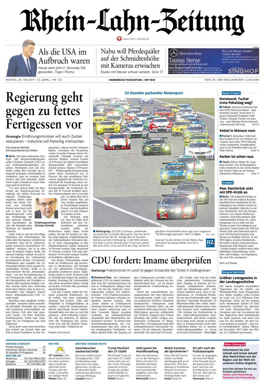 Rhein-Lahn-Zeitung vom Montag, 29.05.2017