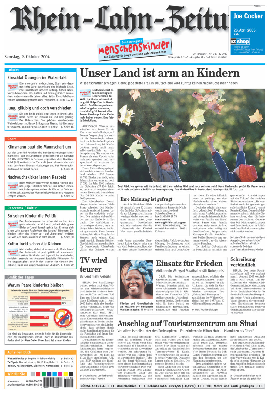 Rhein-Lahn-Zeitung vom Samstag, 09.10.2004