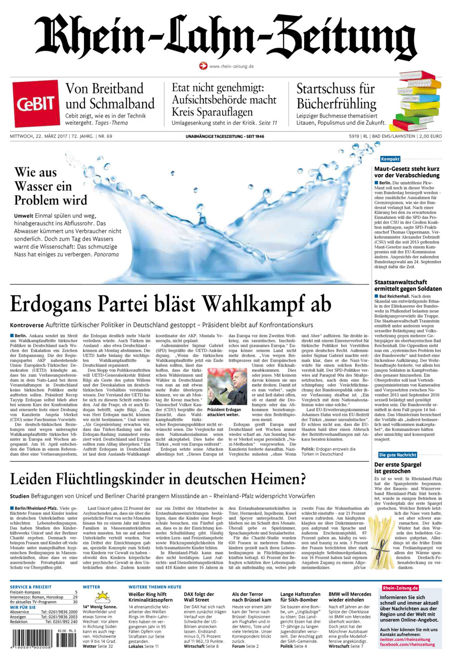 Rhein-Lahn-Zeitung vom Mittwoch, 22.03.2017