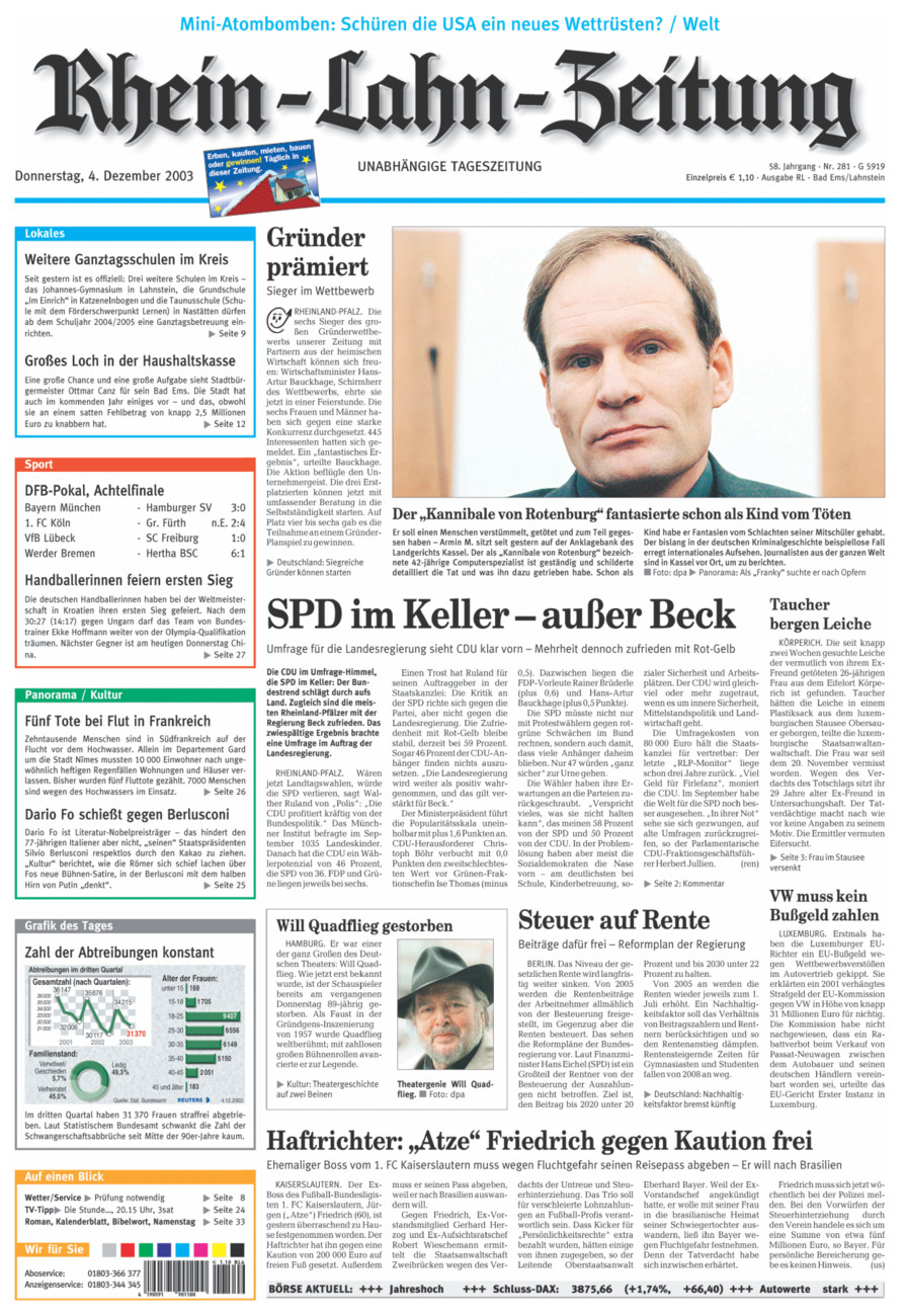 Rhein-Lahn-Zeitung vom Donnerstag, 04.12.2003