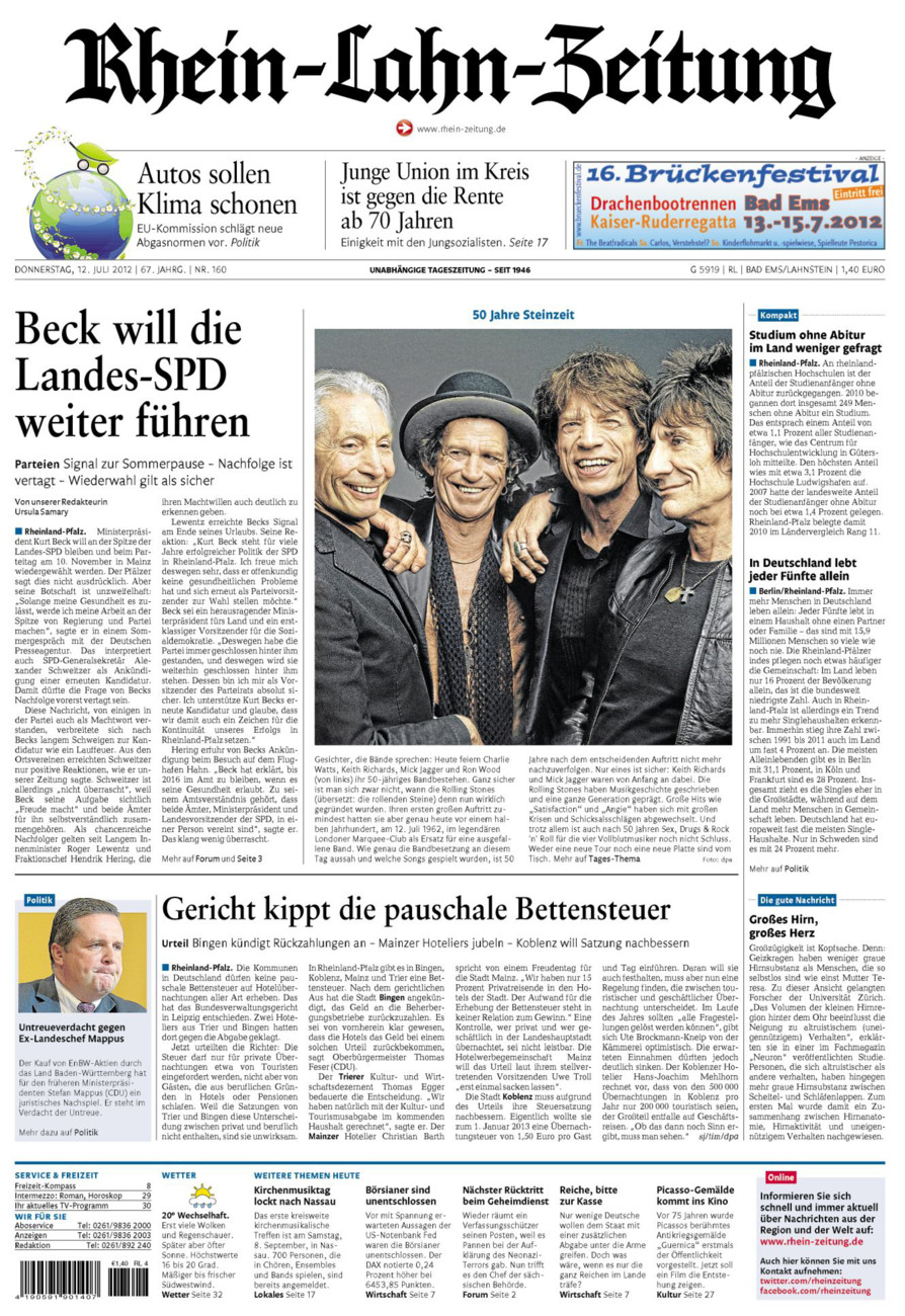 Rhein-Lahn-Zeitung vom Donnerstag, 12.07.2012