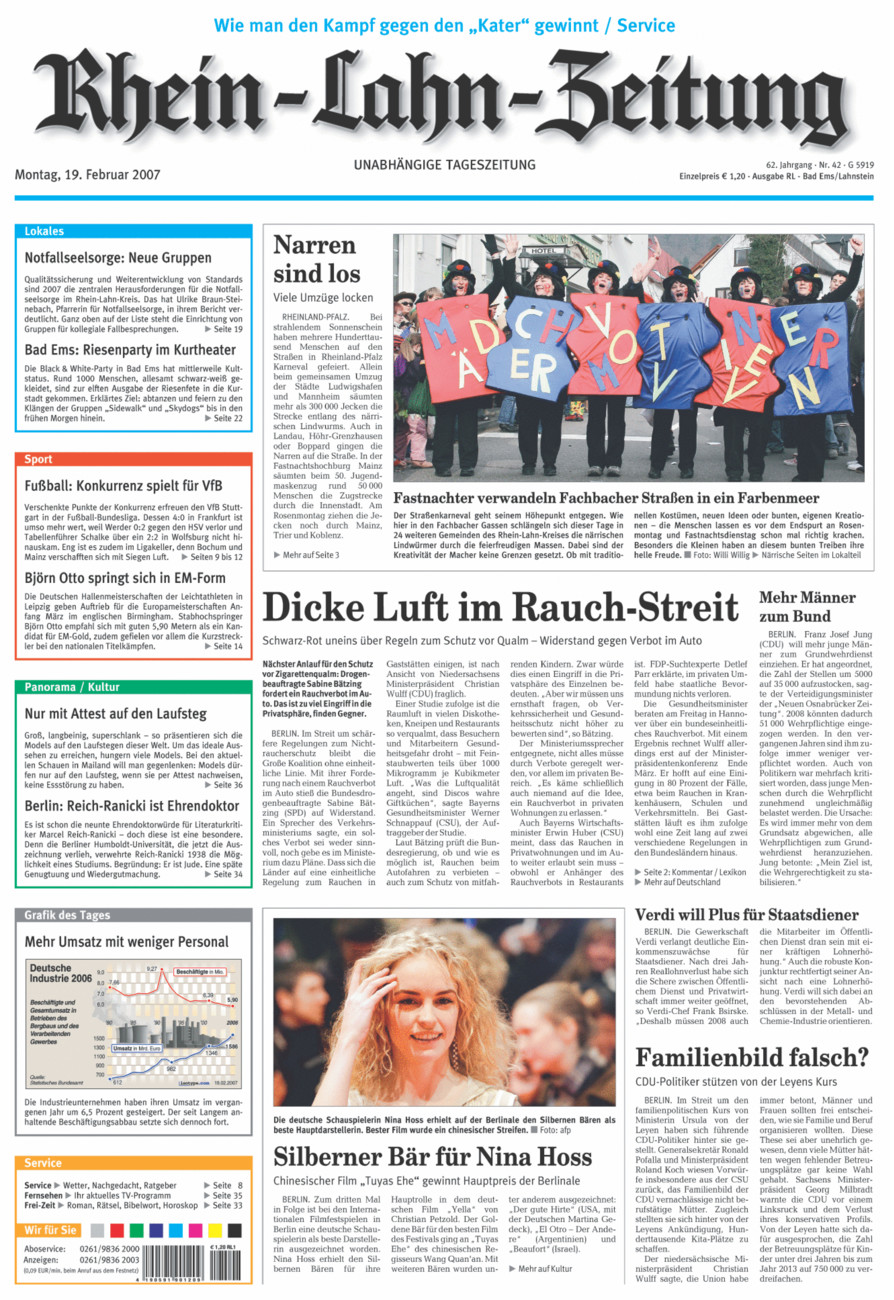 Rhein-Lahn-Zeitung vom Montag, 19.02.2007