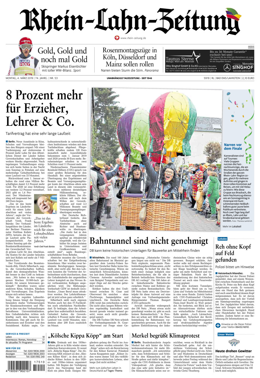 Rhein-Lahn-Zeitung vom Montag, 04.03.2019