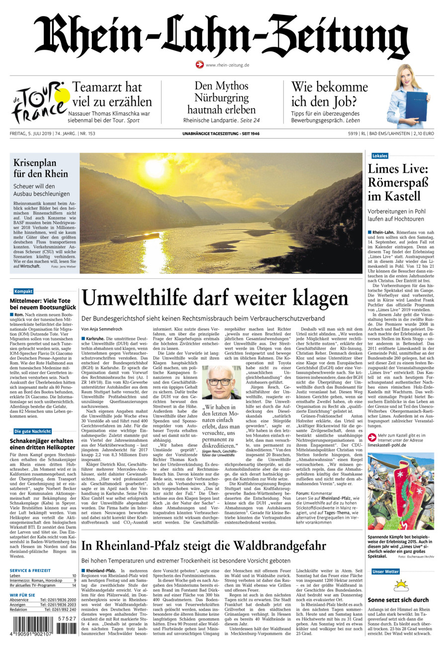 Rhein-Lahn-Zeitung vom Freitag, 05.07.2019
