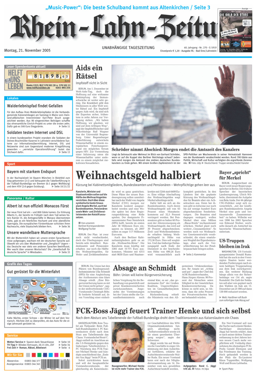 Rhein-Lahn-Zeitung vom Montag, 21.11.2005