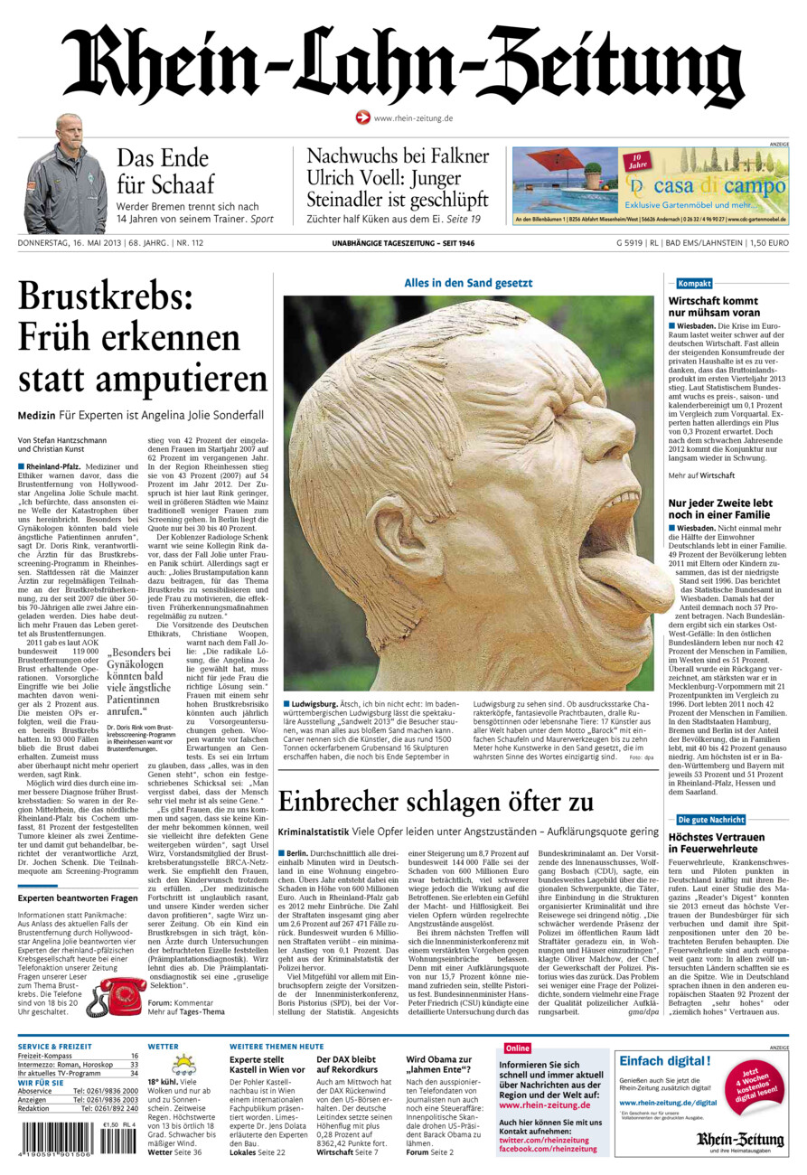 Rhein-Lahn-Zeitung vom Donnerstag, 16.05.2013