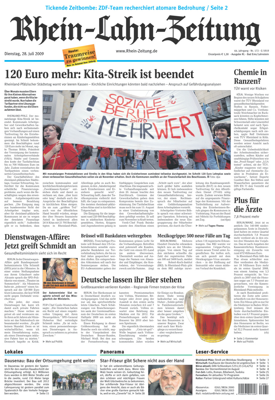 Rhein-Lahn-Zeitung vom Dienstag, 28.07.2009