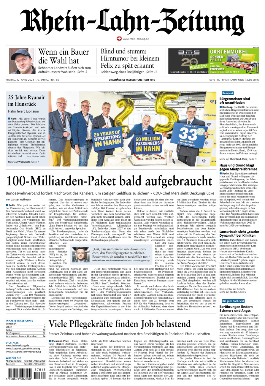 Rhein-Lahn-Zeitung vom Freitag, 12.04.2024