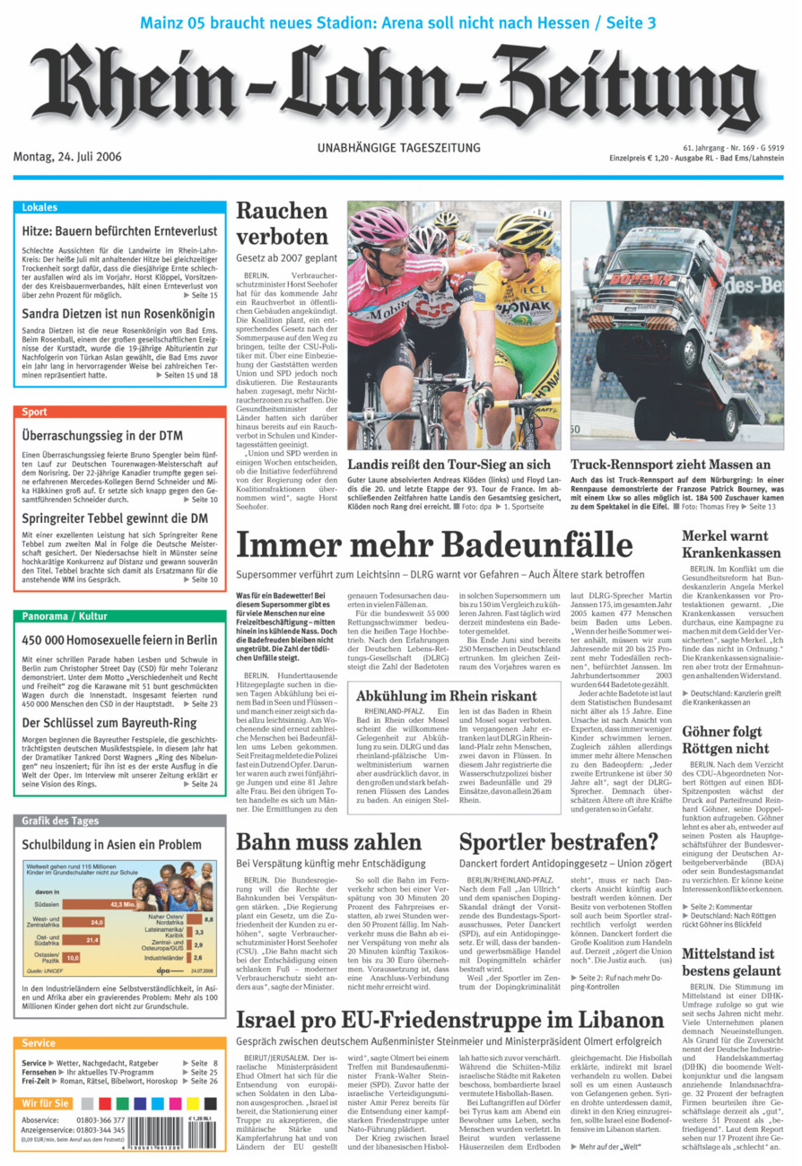 Rhein-Lahn-Zeitung vom Montag, 24.07.2006