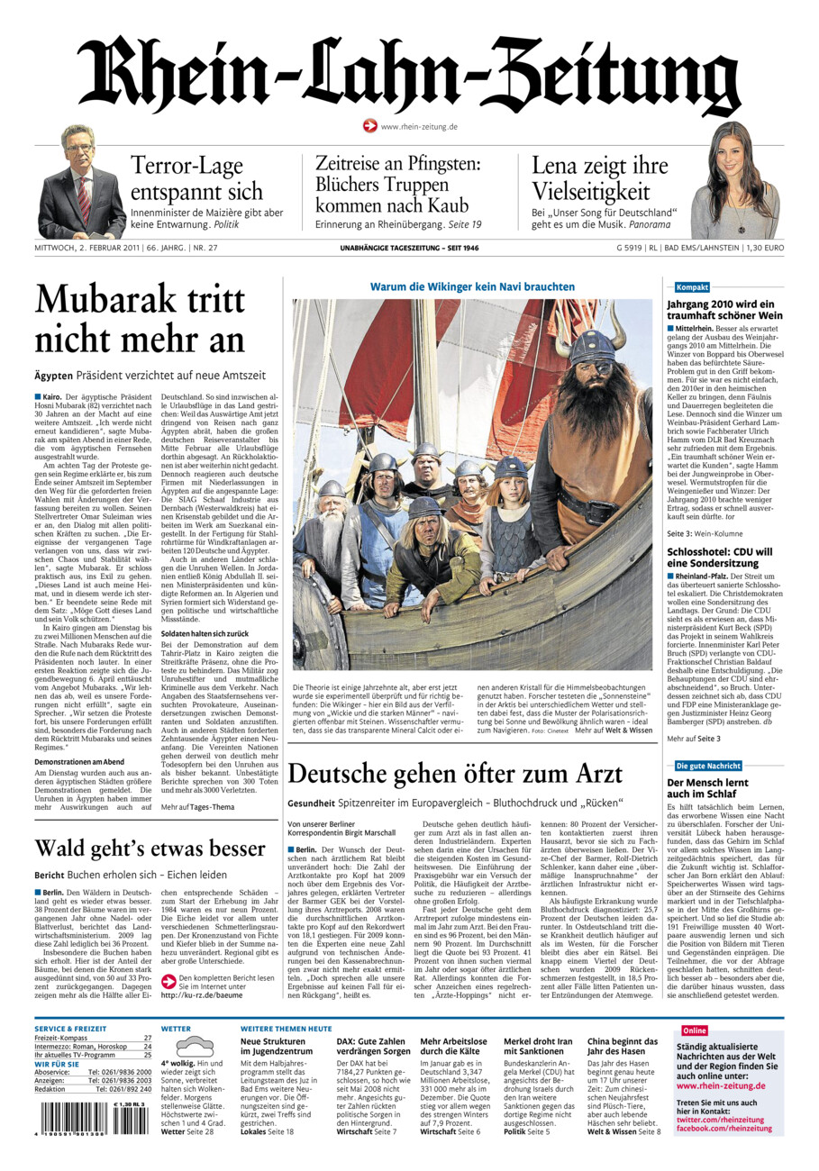 Rhein-Lahn-Zeitung vom Mittwoch, 02.02.2011