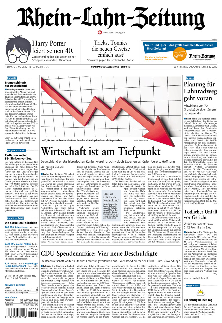 Rhein-Lahn-Zeitung vom Freitag, 31.07.2020