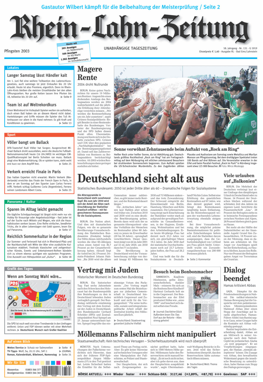 Rhein-Lahn-Zeitung vom Samstag, 07.06.2003