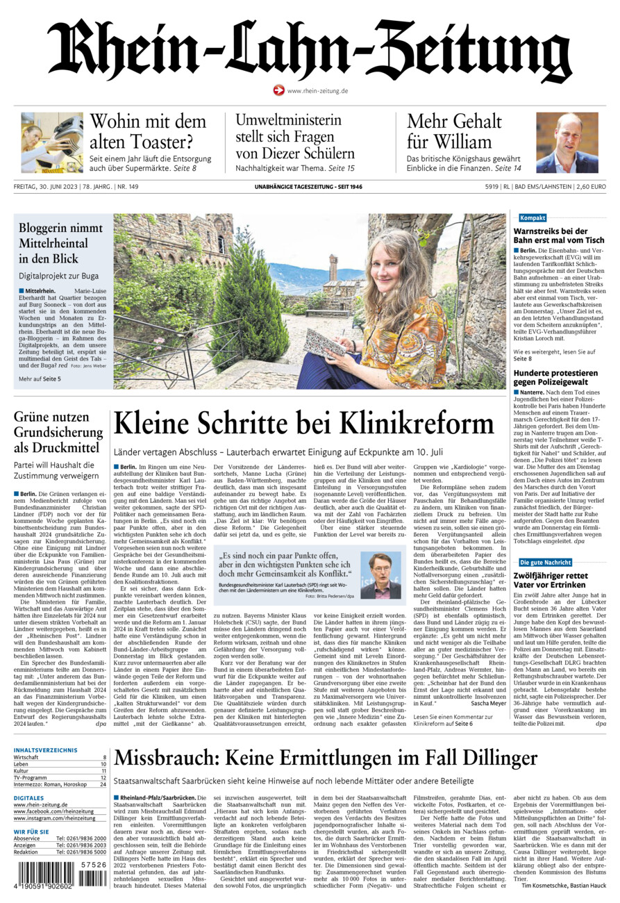 Rhein-Lahn-Zeitung vom Freitag, 30.06.2023