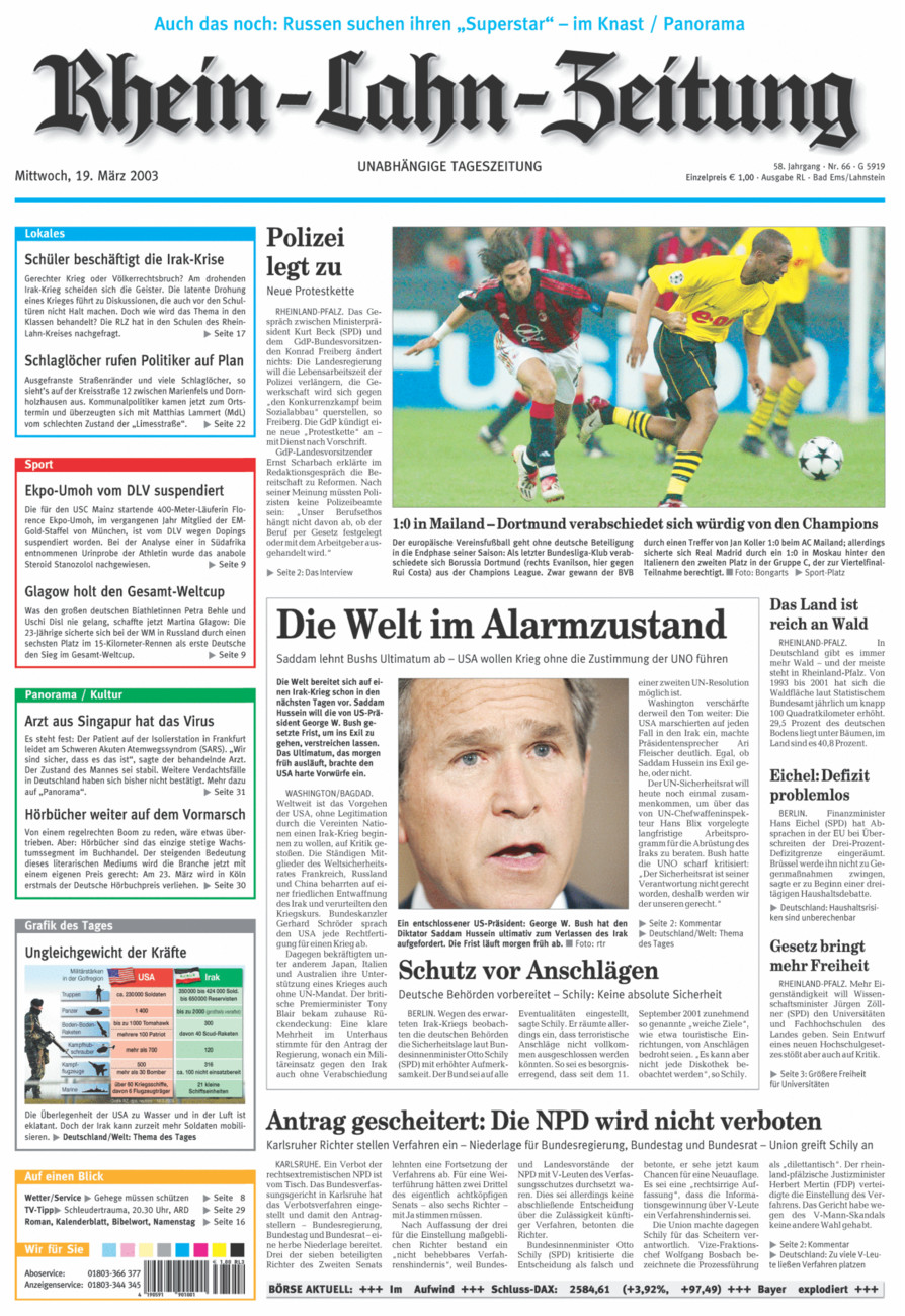 Rhein-Lahn-Zeitung vom Mittwoch, 19.03.2003